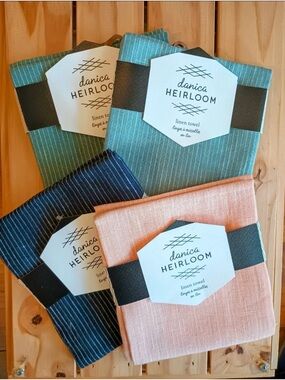 DANICA HEIRLOOM LINEN TEA TOWEL HEMSTITCH AMBER NEW
